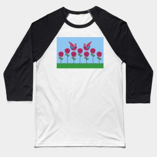 Mexican Flowers and Birds Folk Art Baseball T-Shirt